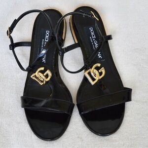 Dolce & Gabbana Women’s Sandals Size 37 (US6.5) Patent Leather DG Authentic